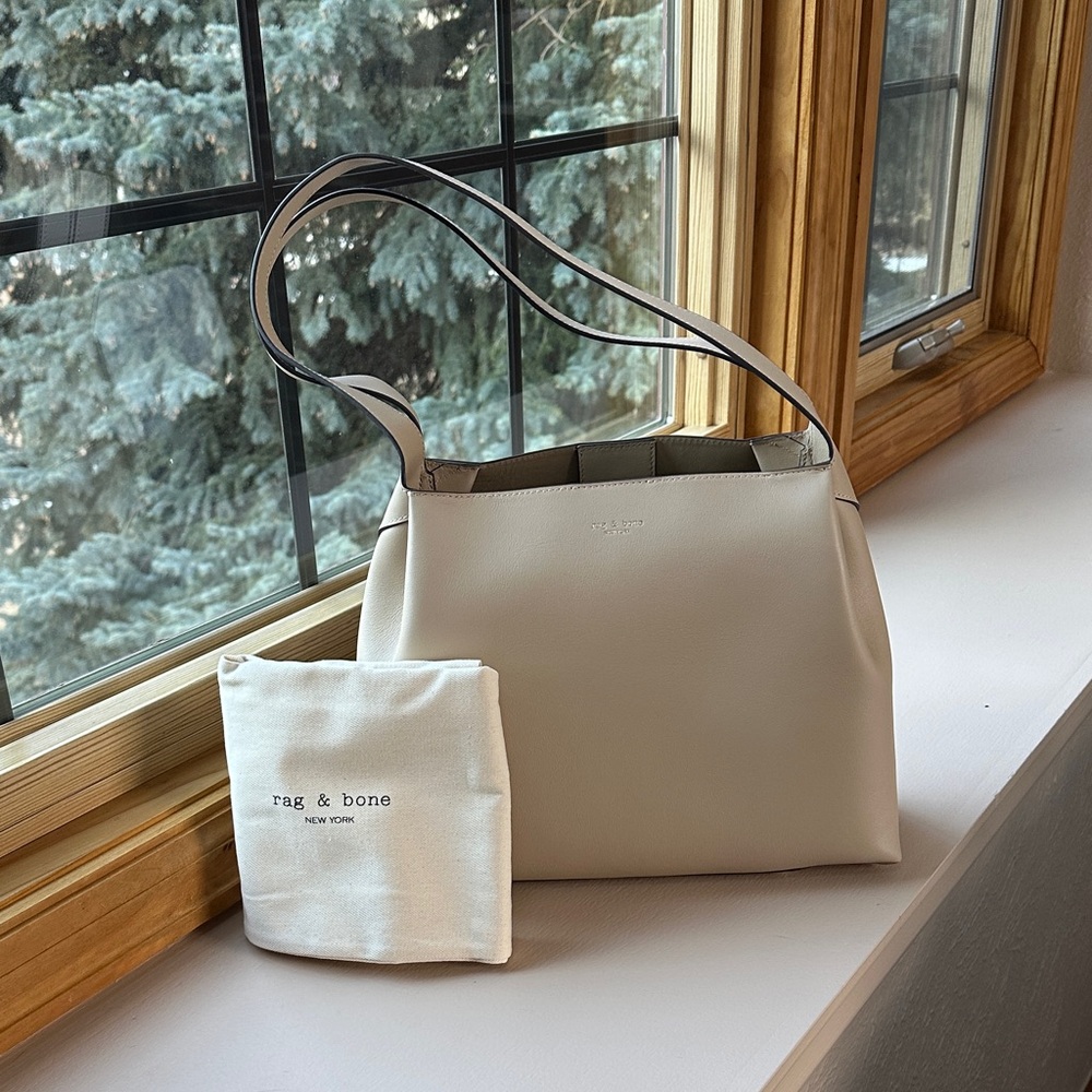 Rag & Bone Greige Slade Calf Leather Tote NWT Tan Beige Zipper Quiet Luxury